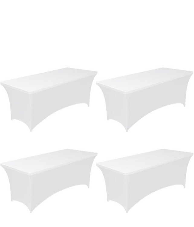 Stretch Tablecloth for Rectangular Table (6 ft) White